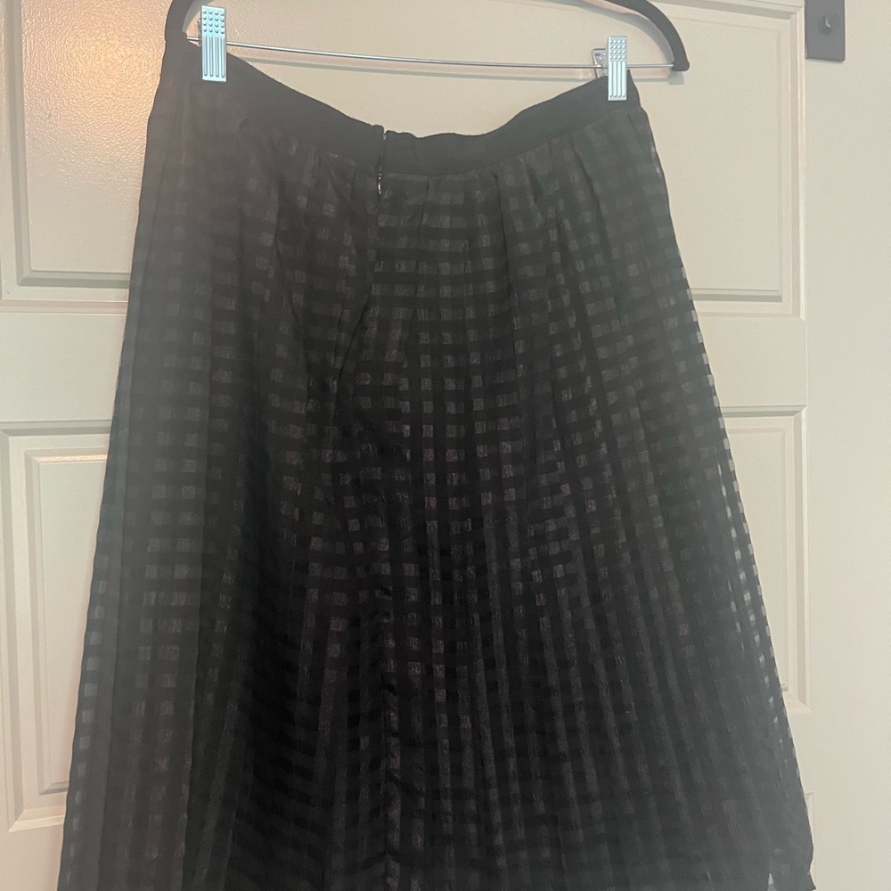 Elle Black Grid Pattern Midi Skirt